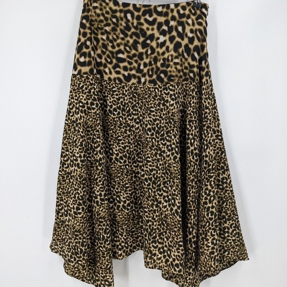 NWT CALVIN KLEIN Leopard Asymmetrical Skirt - Picture 1 of 5